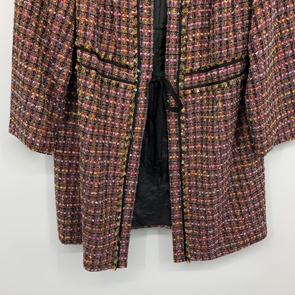 Lane Bryant Coat Tweed Plaid Tie Front Lined Jacket - Picture 7 of 12